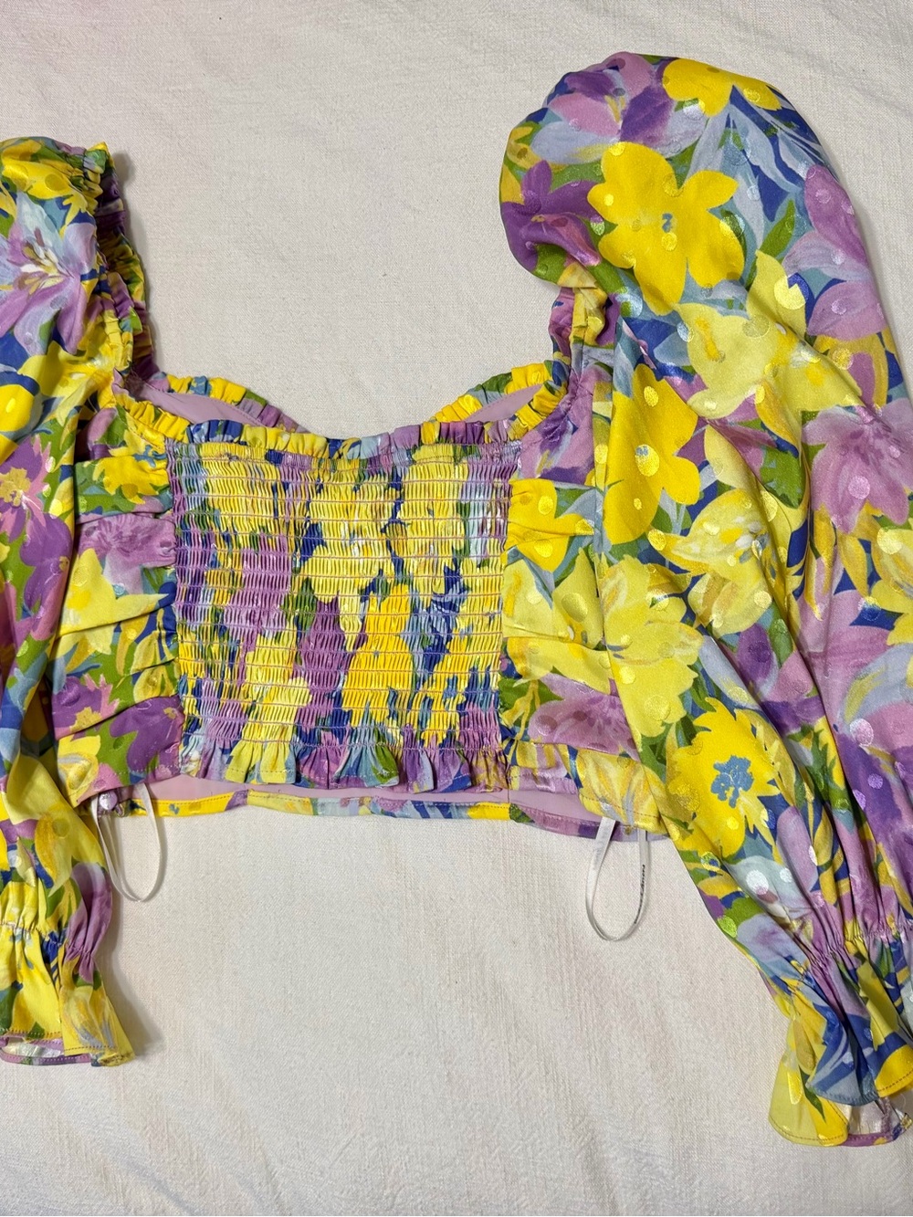 For Love & Lemons Cassia crop top- yelloe purple floral - Picture 5 of 5